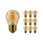Mehrfachpackung 10x Philips MASTER Value LED Lustre E27 Kugel Gold 2.6W 136lm - 820 Extra Warmweiß | Ersatz für 15W