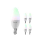 Lot 5x Calex Smart Tuya Wifi E14 Bougie 5W 470lm - 822-840 Accordable Blanc | RGBW - Dimmable - Remplacement 40W