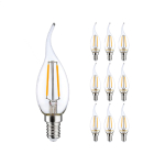 Lot 10x LED E14 Bent-tip Bougie Filament Claire 2.5W 250lm - 827 | Remplacement 25W